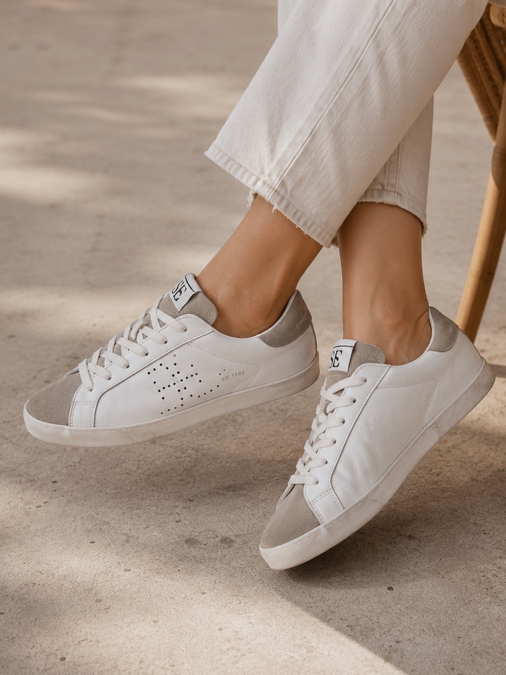 Sam Edelman White and Gray Casual Sneakers
